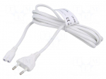 Cable | CEE 7/16 (C) plug,IEC C7 female | 3m | white | 2.5A | 230V