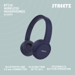 BT210 Bluetooth headphones STREETZ, mic, foldable, blue / BT210-BLU / 6612093