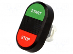 Switch: double | Stabl.pos: 1 | 22mm | green/red | Illumin: none | IP66