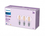 PHILIPS LED stikla 60W A60 E27 Auksti balta 4000K caurspīdīga 3 gab spuldze 8719514450936 929001815093