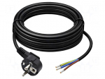 Cable | 3G1.5mm2 | CEE 7/7 (E/F) plug angled,cables | PVC | 5m | black