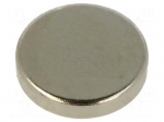 Magnet: permanent | NdFeB | 11N | &Oslash;: 10mm | H: 2mm | Plating: nickel | disk