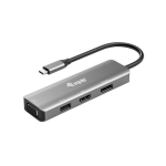 Adapter USB-C->HDMI/DP/VGA/USB2.0 4K/60Hz 0.15m Alumiinium