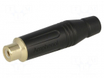 Plug | RCA | female | straight | soldering | black | gold-plated | 3&divide;7mm