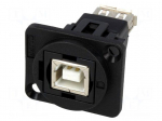 Coupler | USB A socket,USB B socket | FT | USB 2.0 | plastic | 19x24mm