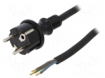 Cable | SCHUKO plug,CEE 7/7 (E/F) plug,wires | 3m | black | rubber