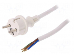 Cable | SCHUKO plug,CEE 7/7 (E/F) plug,wires | 2m | white | PVC | 16A