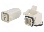 Connector: HDC | male + female | S-A | PIN: 5 | 4+PE | size 3A | angled