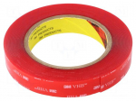 Tape: fixing | W: 19mm | L: 5.5m | Thk: 1mm | acrylic | transparent