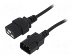 Cable | IEC C19 female,IEC C14 male | 1.8m | black | PVC | 3G1mm2 | 10A