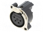 Connector: XLR | socket | female | PIN: 4 | angled 90&deg; | THT | silver | 6A
