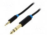 Cable | Jack 3.5mm 3pin plug,Jack 6,3mm 3pin plug | 5m | black