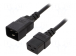 Cable | 3x1.5mm2 | IEC C19 female,IEC C20 male | PVC | 0.5m | black
