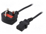 Cable | 3x0.5mm2 | BS 1363 (G) plug,IEC C13 female | PVC | 1.8m | 5A