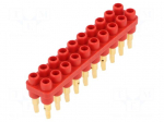 Socket strip | 2mm banana | red | 70VDC | 10A | 33VAC | Sockets: 20 | 6mm