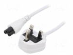 Cable | 3x0.75mm2 | BS 1363 (G) plug,IEC C5 female | PVC | 3m | white