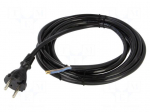 Cable | 2x1.5mm2 | CEE 7/17 (C) plug,wires | PUR | 4m | black | 16A | 230V