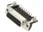 Connector: D-Sub | PIN: 15 | socket | female | on PCBs | angled 90&deg; | THT