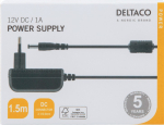 Vahelduvvooluadapter DELTACO 100-240V AC 50/60Hz kuni 12V DC, 1A, 1,5m, must / PS12-10B