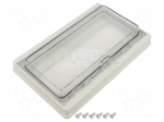 Hinged front panel | polycarbonate | 213x133x40mm | IP55