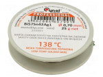 Tin | lead free | Bi57Sn42Ag1 | 0.7mm | 25g | reel | Flux: flux free