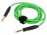 Cable | Jack 6,3mm 2pin plug,both sides | 3m | green | 0.25mm2