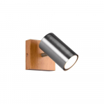 Trio Marley spotlight 1-pc GU10 brushed steel/wood gaismeklis 812400107 4017807487947