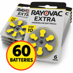 60 tk. &Ouml;konoomne kuuldeaparaadi patareide komplekt | suurus 10 | Eriti t&auml;iustatud Zn-Air PR70