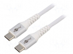 Cable | USB 2.0 | USB C plug,both sides | 3m | white | silicone | 60W | 3A