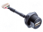 Connector: USB A | plug | female | female | UA | for panel mounting
