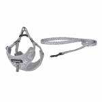 Dogness walking set leash 1,5m+harness for dog (light gray)