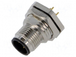 Connector: M12 | socket | PIN: 4 | male | 250V | straight | IP67 | THT | 4A