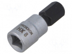 Socket: hex key-bit | HEX 8mm | 1/4" | Socket bit length: 33mm
