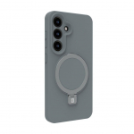 Back panel cover Evelatus Samsung Galaxy S25 Premium Magnetic with Stand Soft Touch Silicone Case Silver