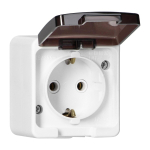 Uued tooted // Gniazdo  pojedyncze 2P+Z SCHUKO  bryzgoodporne z klapką dymną  IP44, SMART, biały