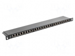 Patch panel | black | Number of ports: 24 | 19" | Cat: 6 | rack 19" | RACK