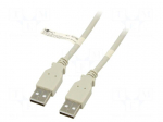 Cable | USB 2.0 | USB A plug,both sides | 5m | grey | 480Mbps