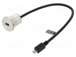 Cable | USB 2.0 | USB B micro socket,USB B micro plug | 0.3m | black