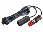 Cigarette lighter socket extension cord | 8A | Sup.volt: 12&divide;24VDC