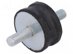 Vibration damper | M8 | &Oslash;: 35mm | rubber | L: 15mm | Thread len: 20mm