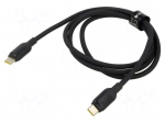 Cable | USB C plug,both sides | 1m | black | textile | 240W
