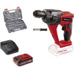 EINHELL Power X-Change cordless hammer drill TE-HD 18 Li, 18 Volt red/black, Li-Ion battery 4.0 Ah Plus, with drill and chisel set