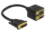 Splitter | DVI-D (24+1) socket x2,DVI-D (24+1) plug | 0.3m | black