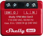 Smart relay Mini 1PM Gen3, WiFi, Bluetooth, 8A, 110&ndash;240VAC, with power measurement function
