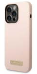 Back panel cover Guess Apple iPhone 14 Pro Silicone Metal Logo MagSafe Compatible Case Pink