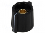 Knob | with pointer | ABS | &Oslash;shaft: 6mm | &Oslash;16x15mm | black | Shaft: smooth
