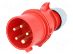 Connector: AC supply 3-phase | plug | male | 16A | 400VAC | IEC 60309