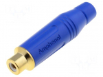 Plug | RCA | female | straight | soldering | blue | gold-plated | 3&divide;7mm