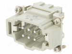 Connector: HDC | male | HE | PIN: 6 | 6+PE | size 3 | 16A | 500V | 0.5&divide;2.5mm2