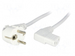 Cable | CEE 7/7 (E/F) plug angled,IEC C13 female 90&deg; | 2.5m | PVC